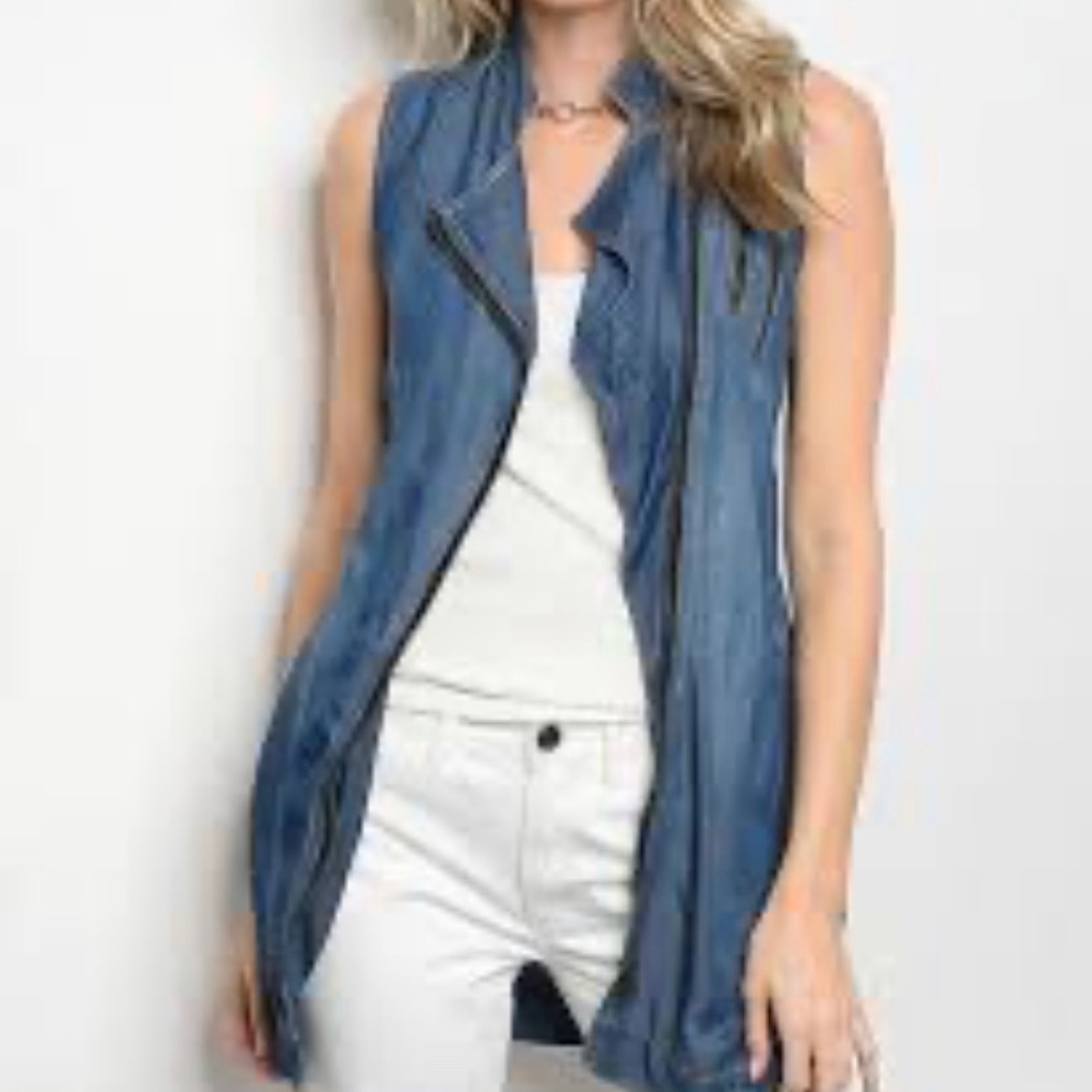 Sanctuary Anthropologie Walker blue Linen Waistcoat women’s Size XS